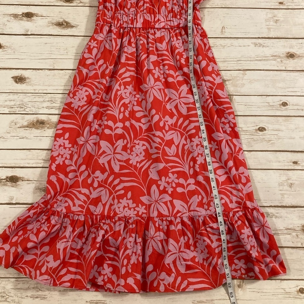 Voyageur By Mersea Hedy Tropical Floral Vine Puff Sleeve Tiered Midi Dress Sz M - Picture 7 of 15